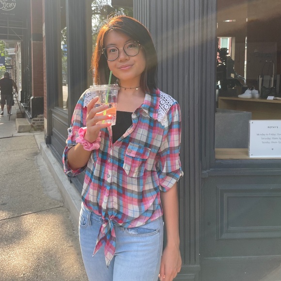 American Rag Cie (Size XL, Good Used Condition, Pink/Blue/White/Black Plaid) - Picture 2 of 9